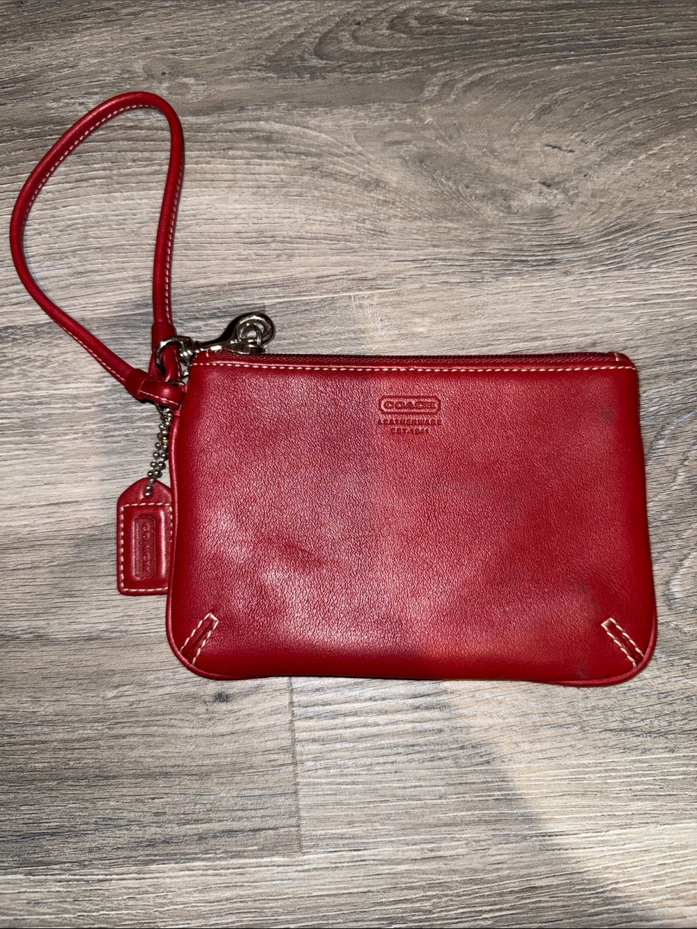 Coach LeatherWare Red Leather Zip Wristlet